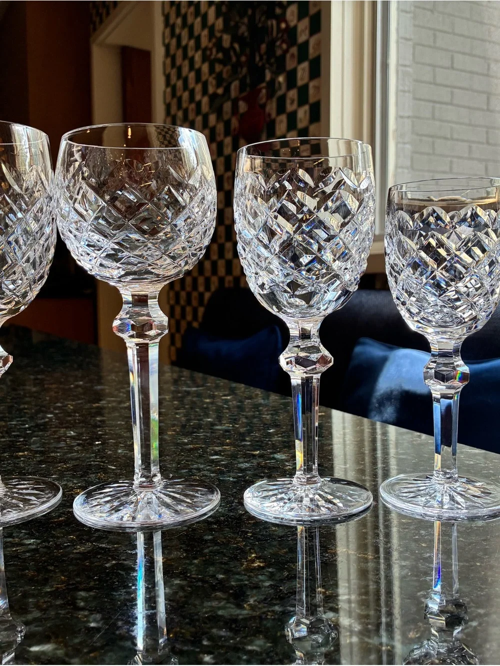24 Waterford “Powerscourt” Claret Wine glasses $25. each!
